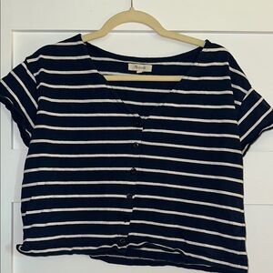 Madewell Navy and White Striped Short Sleeve Tee